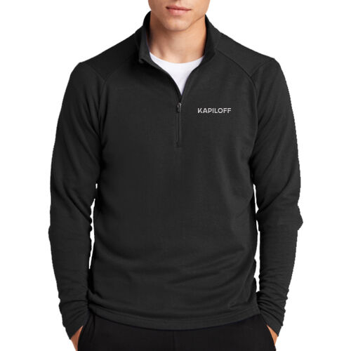 Lightweight French Terry 1/4 Zip Pullover (Black/Dark Grey) Thumbnail