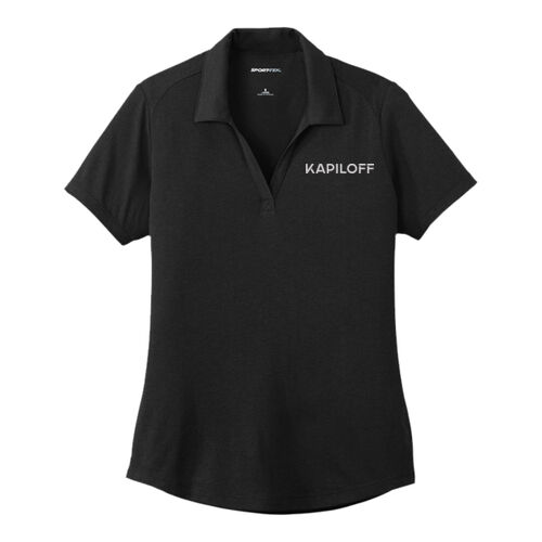 Ladies Tri-Blend Wicking Polo (Black/Dark Grey) Thumbnail