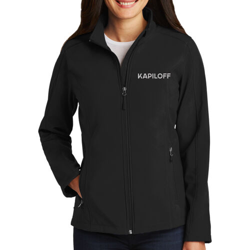 Ladies Soft Shell Jacket (Black/Dark Grey) Thumbnail