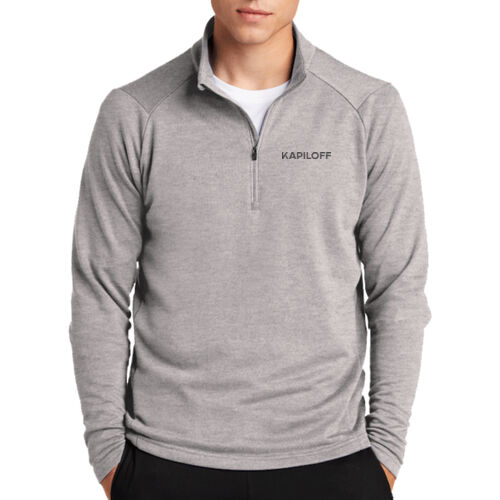 Lightweight French Terry 1/4 Zip Pullover (Light Grey) Thumbnail